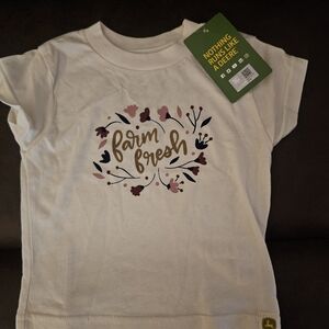 John Deere White Kids Tee with Floral Print